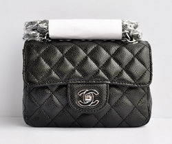 AAA Chanel Classic Black Caviar Silver Chain Quilted Flap Bag Replica